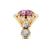 Round Floral Engagement Ring Setting for a Fancy Pink Lab-Grown Diamond | Petal Frame | Yellow Gold
