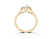 Oval Halo Engagement Ring Setting | Flat Tapered Band | Yellow Gold