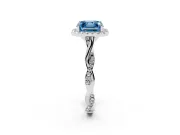 Asscher Cut Twist Halo Engagement Ring Setting for a Fancy Blue Lab-Grown Diamond | White Gold