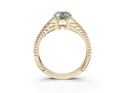 Oval Split Shank Pavé Engagement Ring Setting for a Fancy Green Lab-Grown Diamond | Yellow Gold