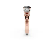 Round Three Stone Engagement Ring Setting for a Black Center | Beaded Shoulders | Rose Gold