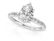 Pear-Shaped Hidden Halo Pavé Engagement Ring Setting | Micro Pavé Band | White Gold