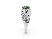 Fancy Green Round Cut Diamond Leaf-Inspired Engagement Ring Set in Silver with Round Accents
