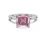 Asscher Cut Hidden Halo Ring Setting for a Fancy Pink Lab-Grown Diamond | White Gold