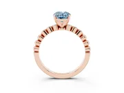 Oval Beaded Solitaire Engagement Ring Setting for a Fancy Blue Lab-Grown Diamond | Rose Gold
