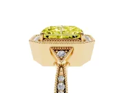 Radiant Cut Milgrain Halo Engagement Ring Setting for a Fancy Yellow Lab-Grown Diamond | Graduated Pavé | Yellow Gold