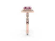 Asscher Cut Halo Engagement Ring Setting for a Fancy Pink Lab-Grown Diamond | Bezel Station Shoulders | Rose Gold