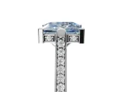 Princess Cut Vintage Cathedral Engagement Ring Setting for a Fancy Blue Lab-Grown Diamond | Carved Band | Platinum