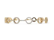 Round Lab-Grown Diamond Pavé Circle Link Tennis Bracelet | Stone Bar Links | Yellow Gold