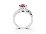 Heart-Shaped Bypass Engagement Ring Setting for a Fancy Pink Lab-Grown Diamond | Sterling Silver