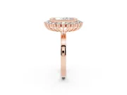 Oval Cut Diamond Halo Ring Set in Rose gold with Milgrain Edge and Round Prong Setting