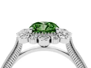 Cushion Cut Halo Engagement Ring Setting for a Fancy Green Lab-Grown Diamond | Sterling Silver - Design NV-24753