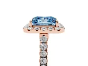 Princess Cut Halo Engagement Ring Setting for a Fancy Blue Lab-Grown Diamond | Pave Shoulders | Rose Gold