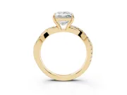Princess Cut Crossover Pave Solitaire Engagement Ring Setting | Twisted Shoulders | Yellow Gold