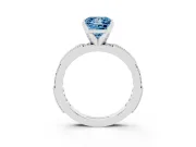 Princess Cut Vintage Pavé Engagement Ring Setting for a Fancy Blue Lab-Grown Diamond | White Gold