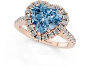Heart-Shaped Raised Halo Engagement Ring Setting for a Fancy Blue Lab-Grown Diamond | Rose Gold