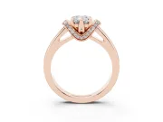 Emerald Cut Pavé Collar Solitaire Engagement Ring Setting | Wide Polished Band | Rose Gold