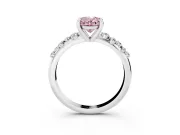 Fancy Pink Oval Cut Diamond Solitaire Vine Band Ring Set in Platinum with Round Accents and Prong Setting