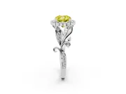 Cushion Cut Leaf Halo Engagement Ring Setting for a Fancy Yellow Lab-Grown Diamond | Platinum