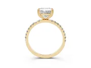 Princess Cut Pave Solitaire Engagement Ring Setting | Double Claw Prongs | Yellow Gold