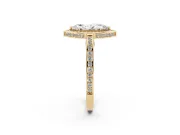Marquise Sectioned Halo Engagement Ring Setting | Pavé Gallery and Band | Yellow Gold