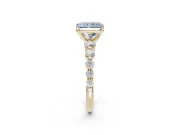 Radiant Cut Graduated Side Stone Engagement Ring Setting for a Fancy Blue Lab-Grown Diamond | Yellow Gold