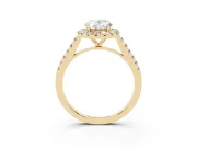 Oval Halo Engagement Ring Setting | Pave Shoulders | Yellow Gold