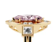 Marquise Milgrain Sectioned Halo Engagement Ring Setting for a Fancy Pink Lab-Grown Diamond | Yellow Gold