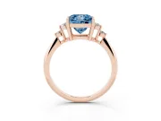 Princess Cut Cluster Accent Engagement Ring Setting for a Fancy Blue Lab-Grown Diamond | Rose Gold