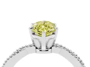 Fancy Yellow Marquise Cut Diamond Solitaire Ring Set in Silver with Twisted Band and Bead Prong Setting