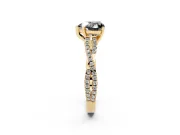 Fancy Black Heart Cut Diamond Solitaire Engagement Ring Set in Yellow gold with Twisted Pavé Band and Prong Setting