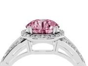 Round Halo Engagement Ring Setting for a Fancy Pink Lab-Grown Diamond | Two-Row Pave Split Shank | Sterling Silver