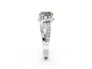 Round Bypass Solitaire Engagement Ring Setting for a Fancy Green Lab-Grown Diamond | Pavé and Plain Strands | Platinum