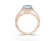 Asscher Cut Halo Split Shank Engagement Ring Setting for a Fancy Blue Lab-Grown Diamond | Pavé Shoulders | Rose Gold