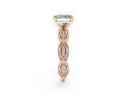 Radiant Cut Vintage Engagement Ring Setting for a Fancy Green Lab-Grown Diamond | Graduated Stations | Rose Gold