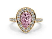 Pear-Shaped Framed Halo Engagement Ring Setting for a Fancy Pink Lab-Grown Diamond | Yellow Gold