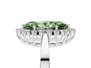 Fancy Green Marquise Cut Diamond Halo Ring Set in Silver with Round Halo and Smooth Solitaire Band