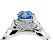 Cushion Cut Leaf Bypass Engagement Ring Setting for a Fancy Blue Lab-Grown Diamond | Platinum