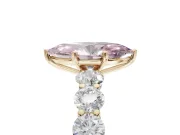 Marquise Side Stone Engagement Ring Setting for a Fancy Pink Lab-Grown Diamond | Scalloped Prong Accents | Yellow Gold