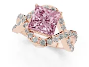 Princess Cut Infinity Twist Engagement Ring Setting for a Fancy Pink Lab-Grown Diamond | Rose Gold