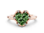 Heart-Shaped Petal Halo Engagement Ring Setting for a Fancy Green Lab-Grown Diamond | Rose Gold