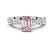 Emerald Cut Engagement Ring Setting for a Fancy Pink Lab-Grown Diamond | Sterling Silver - Design NV-24455