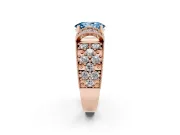 Oval Vintage Milgrain Pave Engagement Ring Setting for a Fancy Blue Lab-Grown Diamond | Crescent Side Rows | Rose Gold