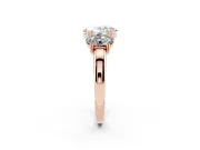Oval Three Stone Engagement Ring Setting | Double Claw Head | Rose Gold