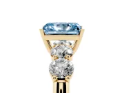 Radiant Cut Five Stone Engagement Ring Setting for a Fancy Blue Lab-Grown Diamond | Prong Set Side Stones | Yellow Gold