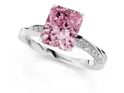 Radiant Cut Twisted Pave Engagement Ring Setting for a Fancy Pink Lab-Grown Diamond | Ribbon Band | Platinum
