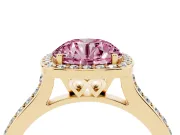 Round Halo Engagement Ring Setting for a Fancy Pink Lab-Grown Diamond | Yellow Gold - Design NV-24729