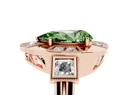 Fancy Green Pear Cut Diamond Milgrain Halo Ring Set in Rose gold with Split Shank