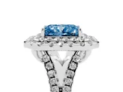 Radiant Cut Halo Split Shank Engagement Ring Setting for a Fancy Blue Lab-Grown Diamond | Sterling Silver
