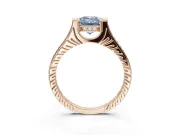Emerald Cut Vintage Cathedral Engagement Ring Setting for a Fancy Blue Lab-Grown Diamond | Carved Band | Rose Gold